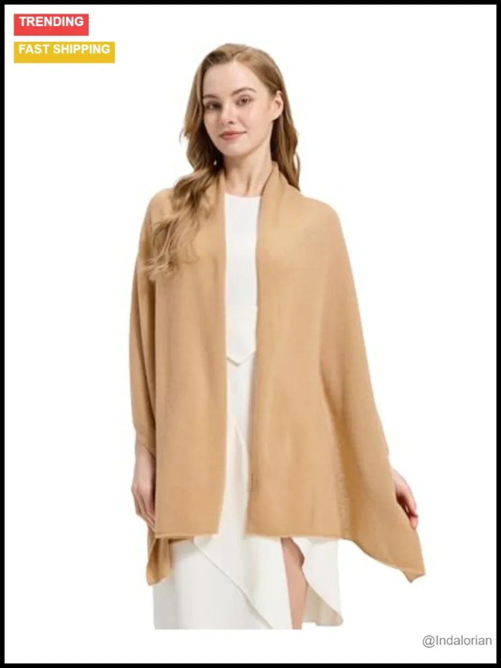 100% Cashmere Shawl Wrap | Large Pashmina Scarf | Knitted Lightweight Travel